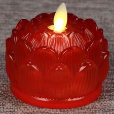 1pc 9cm Buddha Lotus Electronic Butter Lamp Temple Shrine Buddhism Supplies