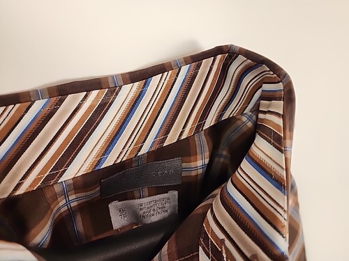 Thomas Dean Long Sleeve Button Up Mens Contrasting Trim Brown Plaid Size XL - Picture 5 of 8