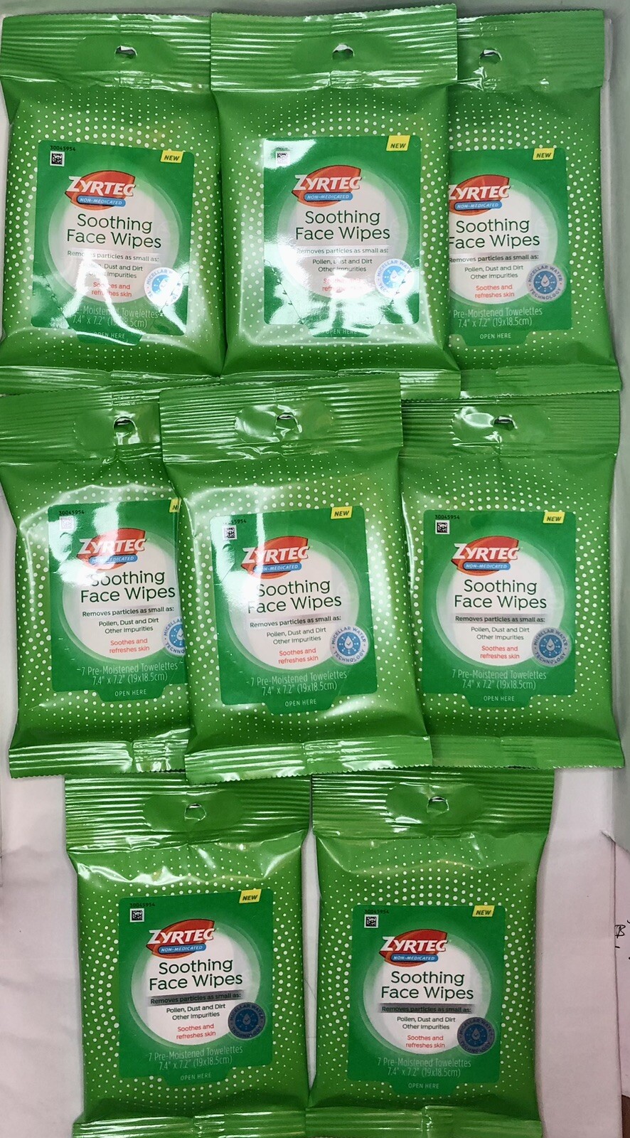 ZYRTEC Soothing Face Wipes Travel Size 7 Wipes in Each Pack Lot X 8 eBay