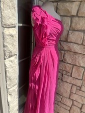 AZAZIE Ashley A-line princess chiffon floor length one shoulder dress Pink