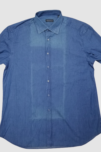 $751 Stefano Ricci 16 / 41 Men`s Blue Denim Long-Sleeve Button Sport Dress Shirt - Picture 4 of 4