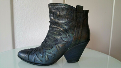 Stiefeletten Stiefel blau grau echtes Leder Gr. 39 Vero Cuoio