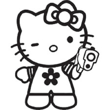 Hello Kitty Gun Gangster Die Cut Vinyl Car Decal Sticker