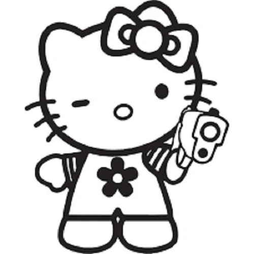 ORACLE HELLO KITTY Gun Gangster die cut Vinyl car decal sticker