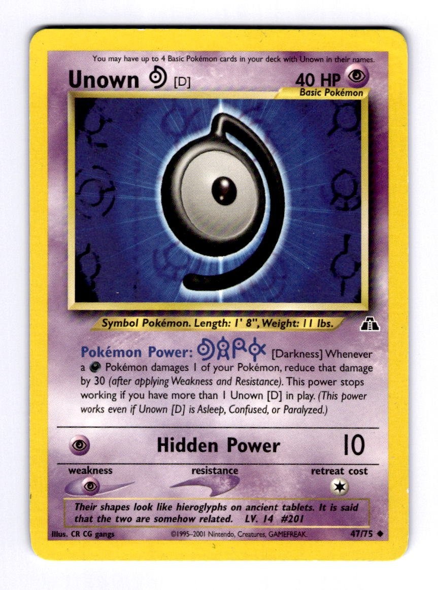 Unown [D] Neo Discovery #47 (2001) Uncommon NM Pokemon