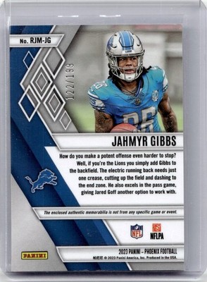 2023 PANINI PHOENIX ROOKIE JUMBO JAHMYR GIBBS RC /199 DETROIT