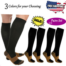 Copper Ankle Brace Silver Support Compression Sleeve Socks Foot Fasciitis Pain