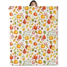Pumpkin Throw Blanket Soft Cozy Lightweight Flannel Blankets with Fall Maple ...