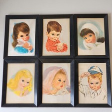 6 Vtg Northern Tissue American Beauty Portraits Framed Prints Nursery Children