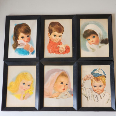 #ad 6 Vtg Northern Tissue American Beauty Portraits Framed Prints Nursery Children $42.00
