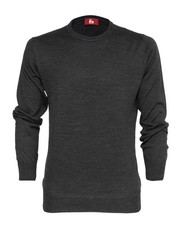 NWT EZZELINO SWEATER merino wool crewneck grey 2-ply luxury Italy M