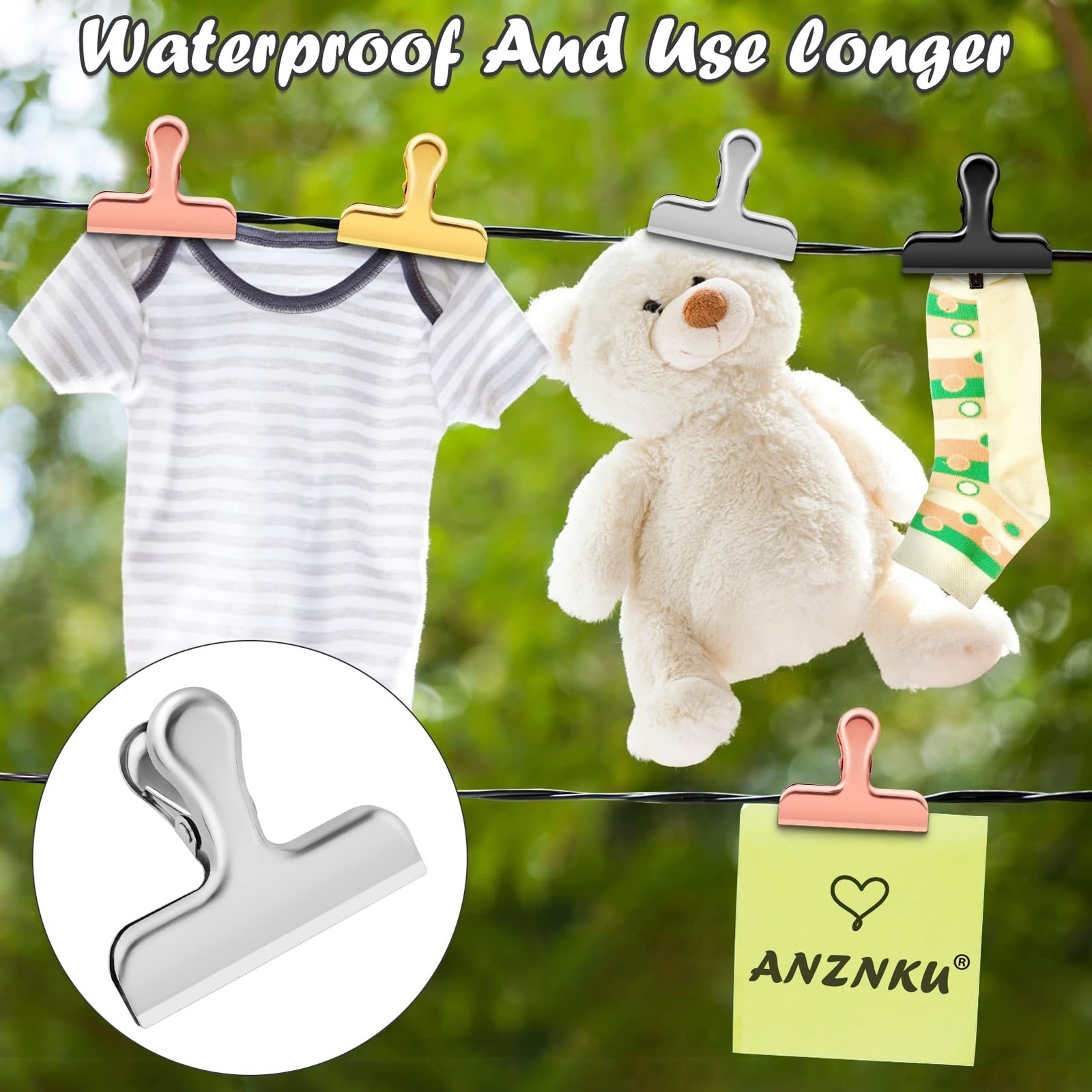 6 Pack Stainless Steel Chip Bag Clips for Food Bags Airtight Seal Snack Clips