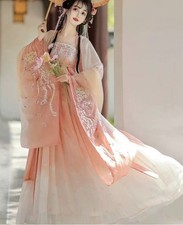 Traditional Chinese Hanfu  Ming Dynasty Style Pink Embroidery Open Front Jacket