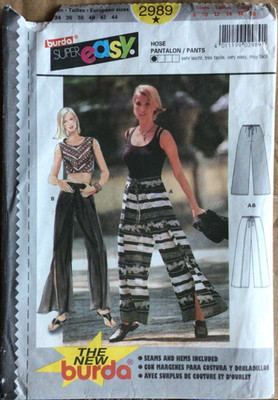 BURDA 2989 MISSES' SIZE 8-18 PANTS SEWING PATTERN OOP CUT