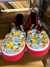 Pok mon Slip On Canvas Shoes Ground Up Youth Size 4 Fits Women's Size 6 New