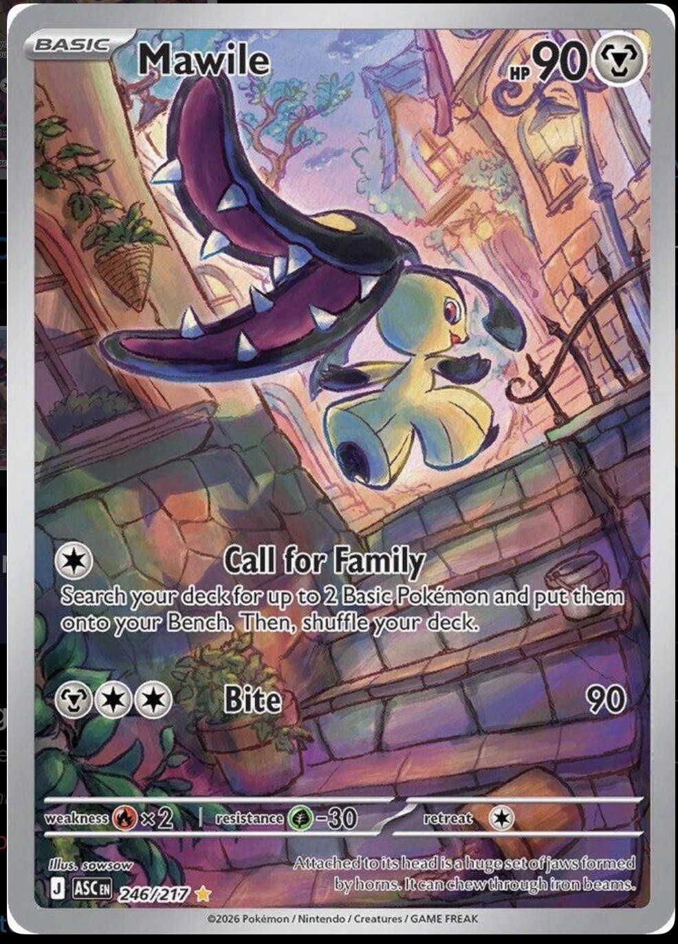 Pokémon TCG Ascended Heroes Mawile 246/217 Illustration Rare Full Art Holo