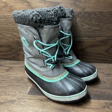 Sorel Boots Youth Size 6 Black Gray Waterproof Winter Snow NY1879-052 Kids