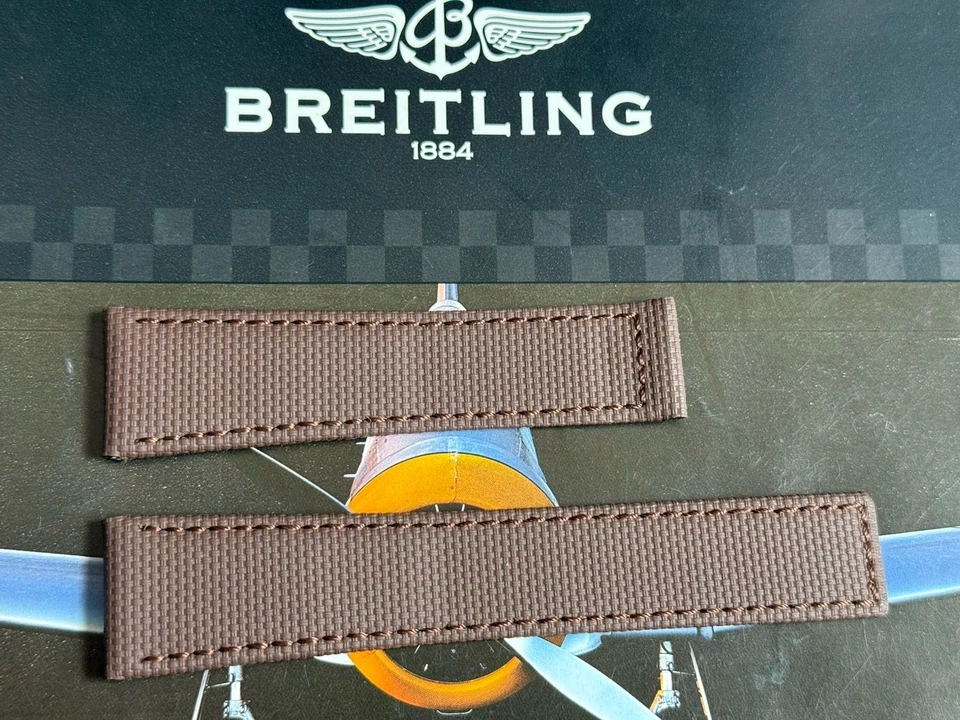Nueva correa desplegable de lona marrón Breitling 24-20 mm ancho de correa 120/80 mm longitud Foto 4 de 4