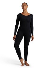 NWT Capezio Long Sleeve Unitard Sz S Black Full Length Dance TB114