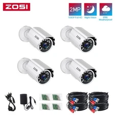 ZOSI 4PCS White 1080P Home TVI Security Cameras CCTV Outdoor Night Vision IP66