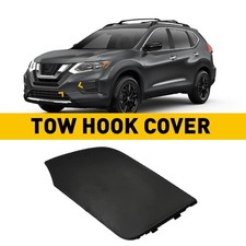 Front Bumper Tow Hook Eye Cover Cap Black Replacement For 2017-2020 Nissan Rogue