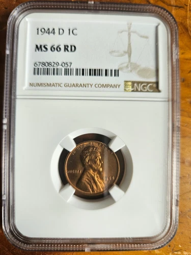 1944 D LINCOLN WHEAT CENT PENNY- NGC MS66 RD