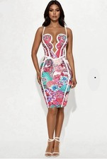 FASHION NOVA Aurelia Paisley Bandage Midi Dress NWT Size S