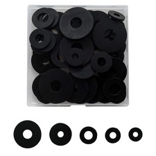 50Pcs Flat Rubber Washers Assortment Kit, 5 Sizes 16/18/20/25/30mm Black Ru...