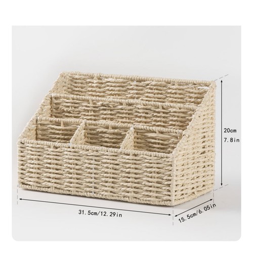 Woven Paper Rope Desk Basket Decorative Desktop Storage Basket Chic for Office - Afbeelding 8 van 8