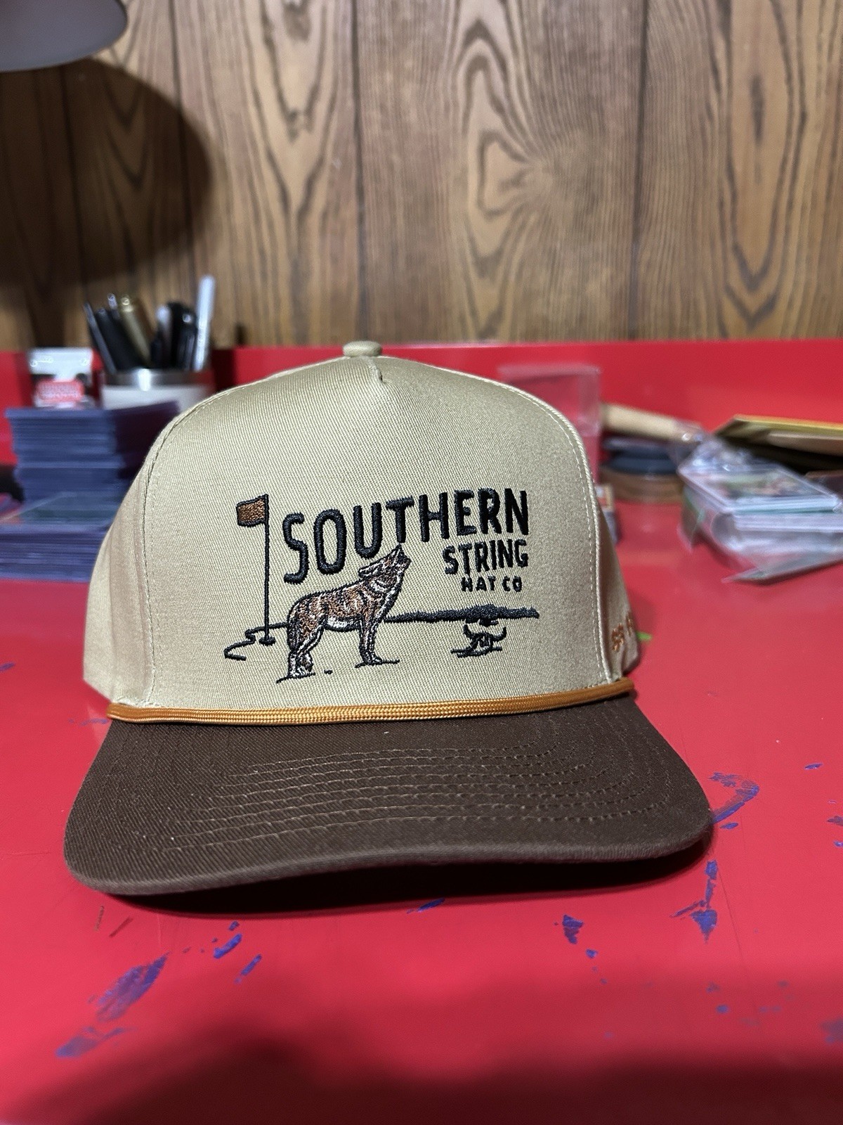 Southern String Hat Co. Snapback Cap Beige/Brown Animal Graphic One Size