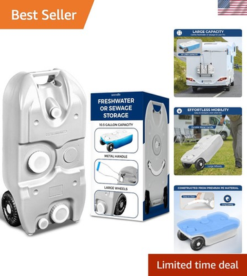 #ad 40L Portable RV Water Tank with Metal Handle amp; Large Wheels for Easy Transport $170.99