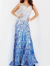 Jovani Backless Sequin Prom Dress Royal