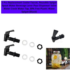Kitchen Water Dispenser Spigot Faucet Set - 2 Pcs Black BPA-Free Plastic