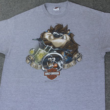 Harley Davidson T Shirt XL Taz Marvin Bugs Wile E Looney Tunes VTG Y2K Seaford