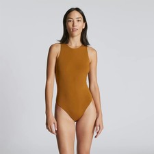 Everlane Women's The Cutaway Tank Bodysuit In Mustard Brown Size XS - NWT