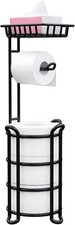 Toilet Paper Holder Stand with Shelf, Free Standing Toilet Tissue Roll Storage R