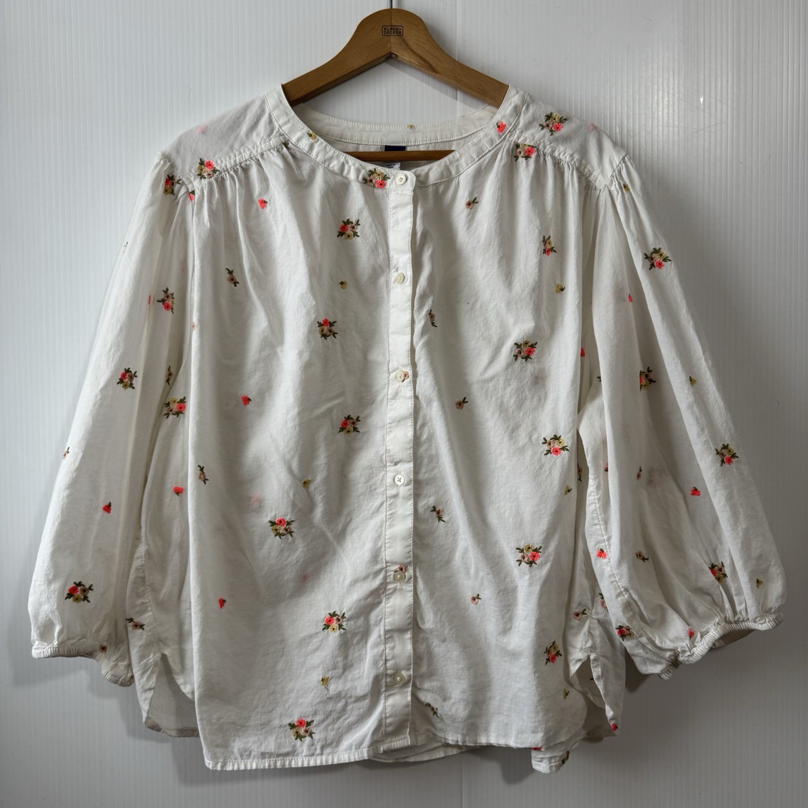 Old Navy XL White Blouse Cottagecore Ditzy Dainty Florals Spring Boho Women’s