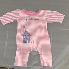 Vintage 90s 2000s Snugabye Basic Size 6-9 Months Pink Striped Sleeper PJs Snaps