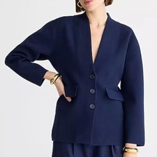Women's J Crew Fitted- Waist Navy Blazer Size XS NEW