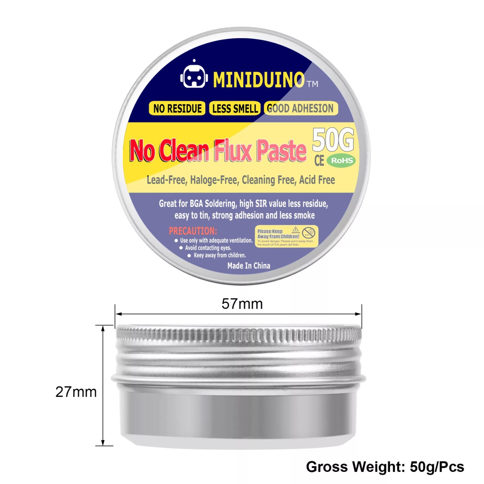 No-Clean Soldering Flux Paste for Electronics SMD IC CPU IC LED 2X Wire