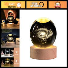 3D Galaxy Crystal Ball with LED Stand - 60mm Glass Sphere Night Light Decor Gift