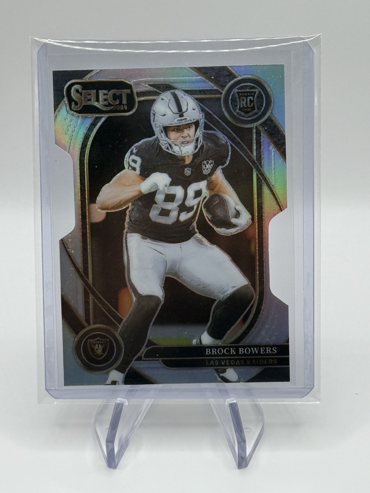 2024 Panini Select Brock Bowers Club Level #222 Silver Prizm Die-Cut RC Rookie