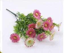 Artificial Pink and White Daisy Flower Bundle Polyester Bouquet Home Decor
