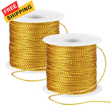 262 Yards/787 Feet Metallic Cord Gold Twine, 2 Spool 1mm Gold,