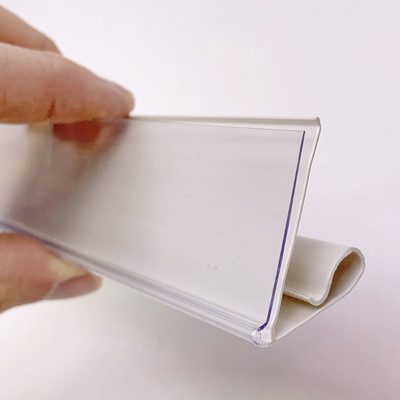 CASE of 50 Beige / Clear 47.5'' Clip-On Price Label Channel for 48'' Gondola Shelf