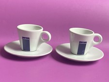 Lavazza  Cafe Espresso White Porcelain Coffee Cup & Saucer x 2