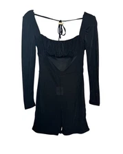 Free People Intimately Long Sleeve Open Back Black Sheer Romper XS NEW