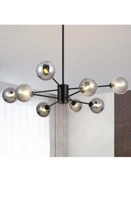 Candelabro moderno de globo de vidrio con pantalla de cristal, lámpara Sputnik n