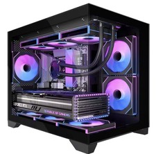 Micro-ATX Gaming PC Case with 270 View Tempered Glass, Pre-Installed 3 PWM ARGB