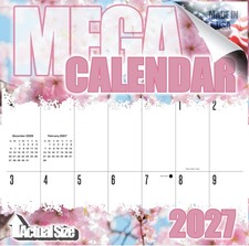 Flowers Wall Calendar 2027 Large Grid Full Size 12x24 Floral Made in USA Monthly
